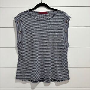 Love Scarlett nautical style sleeveless top with anchor button detail size M